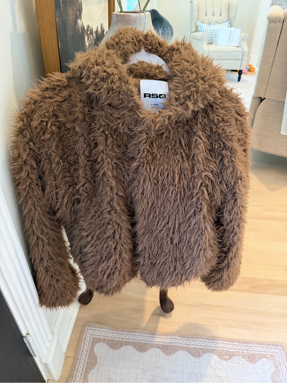 RSQ Teen  Plush Faux Fur Jacket in Chestnut Brown